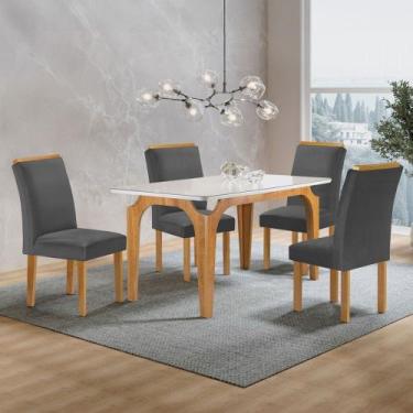 Imagem de Mesa de Jantar 4 Lugares Melina Luisa com Vidro Cinamomo/Off White/Cin