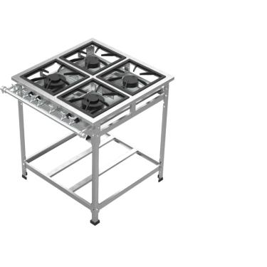 Imagem de Fogão Industrial 4 Bocas 40x40 P8 em Aço Inox Leona