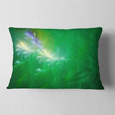 Imagem de Designart Green Fractal Thunder Sky' Abstract Throw Lombar sala de estar, sofá, enchimento de almofada + capa de almofada impressa em ambos os lados 30,5 x 50,8 cm