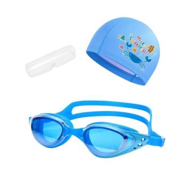 Imagem de Kit Óculos, Estojo e Touca de Natação Infantil Hero Band, Azul piscina