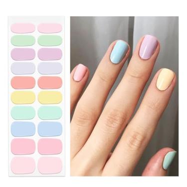 Imagem de OAUEE Tiras de unhas de gel semicuradas | Adesivos de unhas de gel com luz UV necessária | Qualidade de salão de beleza, fácil aplicação e remoção (doces de macaroon)