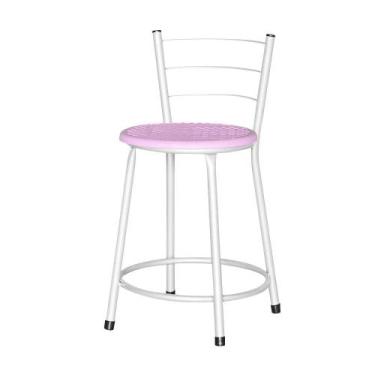 Imagem de Banqueta Baixa Assento Ratan Branca Retro - Lamar Design, Lilás