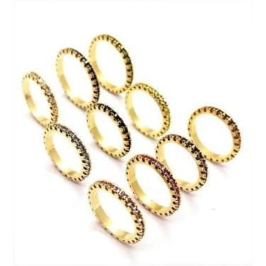 Imagem de Anel Aliança Aparador Com Pedras Cristal Banho De Ouro 18k 2467 - Très