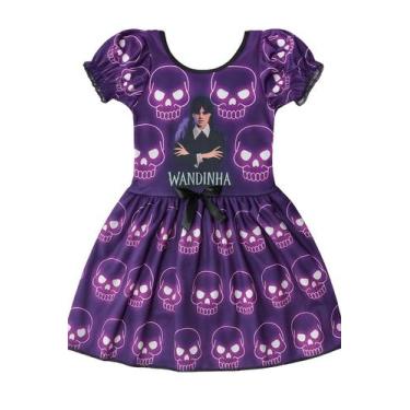 Imagem de Fantasia Halloween Infantil Feminina Wandinha com Estampa - Ana Fantas
