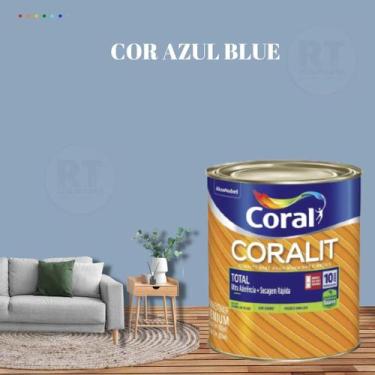Imagem de Tinta Esmalte Sintético Base Água Cor Azul 800ml Coral Coralit Total Z