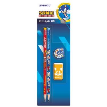 Imagem de Kit Lápis HB Sonic 2 Lápis + Apontador + Borracha - Leonora