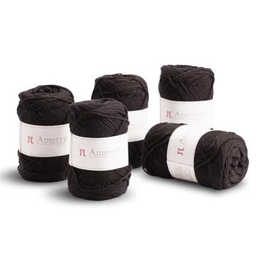 Imagem de Conjunto de 5 novelos Hamanaka Amerry, peso médio, 70% lã merino da Nova Zelândia, 30% mistura acrílica, fio macio e fácil de tricotar para tricô e crochê, feito no Japão (Col. 24)