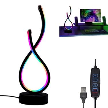 Imagem de Kit 1 Luminária De Mesa LED, Lâmpadas De Mesa Em Espiral Reguláveis, Lâmpada De Mesa LED De 5W, 7 Cores, 36 Modos, Lâmpadas De Cabeceira, Luz De Mesa, Lâmpada De Escritório Para Quarto, Sala De Estar