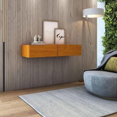 Imagem de Aparador Suspenso 90cm 2 Gavetas para Hall de Entrada Linha Alta Cor Naturale