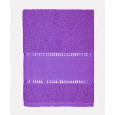 Imagem de 1 Toalha De Banho Barra Para Bordar Ponto Cruz 65X130 Roxo - Dugu