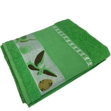 Imagem de Toalha De Banho Infantil Verde Dino Ponto Cruz Faap 70X110Cm - Dugu