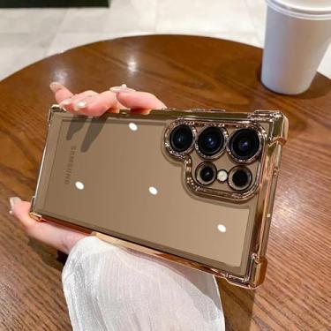 Imagem de HJZSZX Para Samsung A15 Luxo À Prova de Choque Transparente Capa Rígida Híbrida Bumper Cover (Para Samsung A15/Dourado)