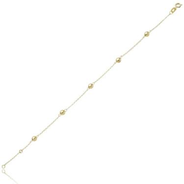 Imagem de Pulseira Feminina Portuguesa Bolinha Grossa 4mm Ouro 18k 750