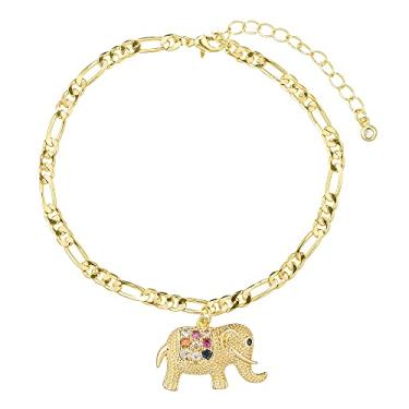 Imagem de Tornozeleira de ouro para mulheres adolescentes, delicadas tornozeleiras banhadas a ouro 14 K para mulheres, pulseiras de tornozelo de praia de verão à prova d'água, Metal, Zircônia cúbica