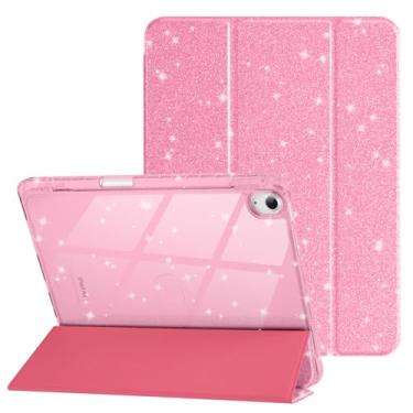 Imagem de HOICHOE Capa para iPad Air 11 polegadas M3 (2025)/M2 (2024), iPad Air 5ª/4ª geração 10,9 polegadas (2022/2020), brilhante brilhante à prova de choque com capa traseira transparente brilhante e suporte