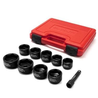 Imagem de LLNDEI Conjunto de 10 peças de soquete de filtro de óleo de perfil baixo de 3/20.3 cm, conjunto de chaves R & I de tampa de filtro de óleo, métrico (24 mm-38 mm) com barra de extensão de 75 mm, aço