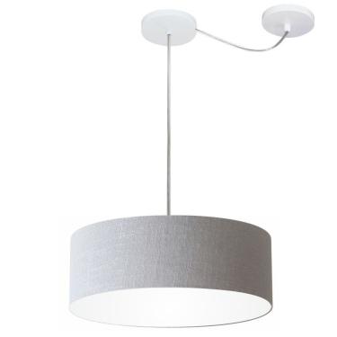 Imagem de Lustre Pendente Cilíndrico Com Desvio De Centro Md-4255 Cúpula Em Tecido 40x15cm Rustico Cinza - Bivolt