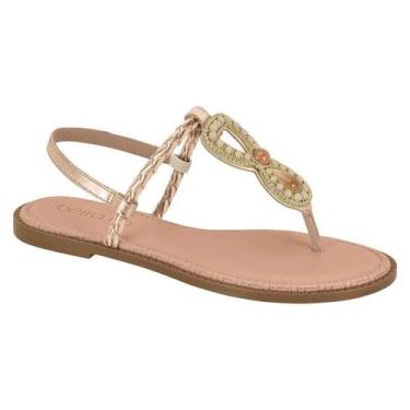 Imagem de Sandália Rasteira com Pedraria Beira Rio Conforto Ref.8472.415, Ouro r