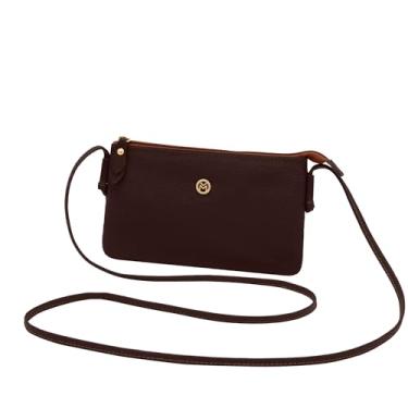 Imagem de Bolsa Transversal Feminina de Couro Bovino Legítimo c/Alça Ajustável Mariart Onix (Chocolate)