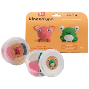 Imagem de Massa De Modelar EVA - Kit Panda E Pinguim - Brinquedo Educacional e Sensorial 60g - Com manual e passo a passo para moldar os personagens. (Porco e Sapo)