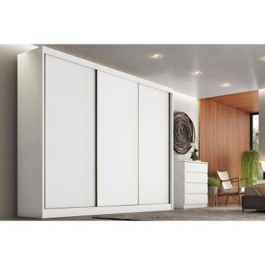 Imagem de Guarda Roupa 3 Portas De Correr E 8 Gavetas Sollo/logan Neve - Novo Horizonte