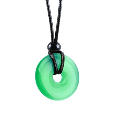 Imagem de Colar de cristal – pingentes de donut da sorte – Joias Good Karma – círculos de olho de gato simulados fofos – proteção espiritual e amuletos de energia positiva – amuletos de boa sorte – Talismãs