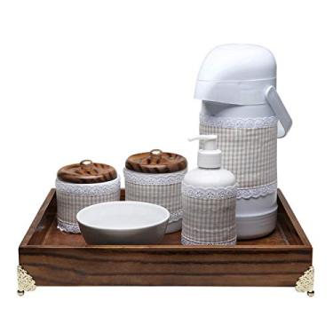 Imagem de Kit Higiene Provençal Dourado Com Nome Bege Quarto Bebê