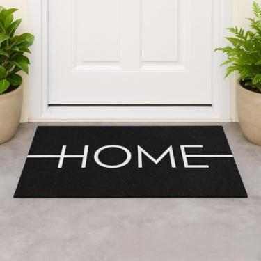Imagem de Tapete Capacho 40x75cm Porta de Entrada Vinil Antiderrapante Premium Decoração Residencial (Home 1 - Preto e Branco)