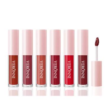 Imagem de CHARMFORYOU Conjunto de batom Nude, conjunto de batom líquido fosco de 6 cores, à prova d'água e de longa duração, copo antiaderente, kit de manchas labiais nude (Grupo B)