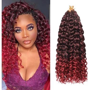 Imagem de Datanala GoGo Curl Cabelo de crochê 45,7 cm ondulado de água com 8 pacotes de extensões sintéticas de cabelo trançado de praia Ombre para mulheres (TBUG, 45,7 cm (8 pacotes))