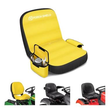 Imagem de Porch Shield Capa de assento de trator – Capa de assento impermeável para cortador de grama com base amortecedora, substituição de assento para cortador de grama até 38 cm, preto e amarelo, médio