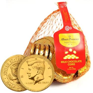 Imagem de Albert Premier Belgian Chocolate Coins - 24 Individually Wrapped, Kosher Certified Milk Chocolate Treats - For Holidays, Celebrations, Easter Candy, and Gifting