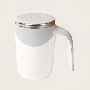 Imagem de lomysoali Caneca de agitação automática, copo de café magnético, recarregável por USB, copo de café automisturável de aço inoxidável elétrico para leite, cacau ou outras bebidas (branca)
