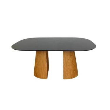 Imagem de Mesa de Jantar Cone Duo Retangular 137x90cm Tampo Laca Preta Base Frei