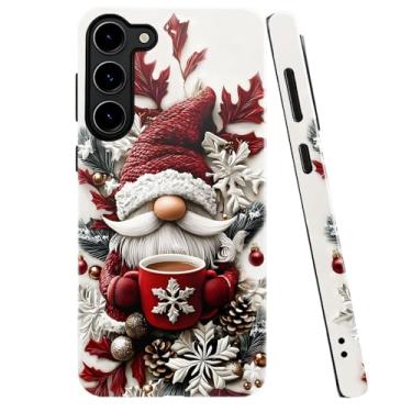 Imagem de TnXee Capa para Samsung Galaxy S23 Plus, capa para celular Gnomo com café Feliz Natal resistente a quedas brilhante 2 em 1 capa de camada dupla sólida para meninas e mulheres