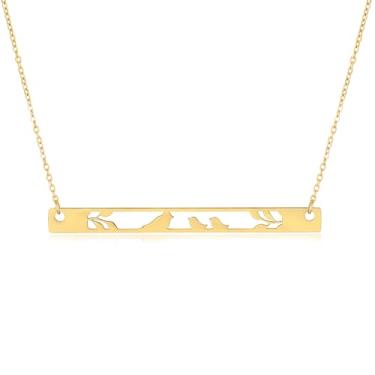 Imagem de cuffsecret Colar Mother and Nestlings – Pingente de barra recortada de aço inoxidável – Corrente ajustável de 40,6 cm, 16 inches, Aço inoxidável, Sem Pedra Preciosa