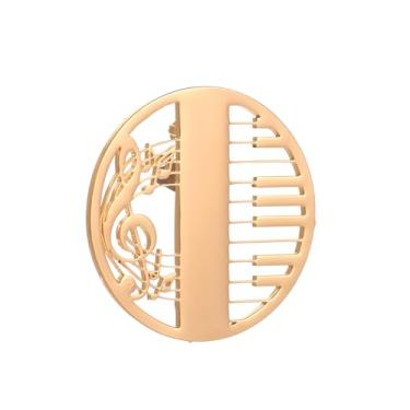 Imagem de Broche de aço inoxidável com símbolo de música oca estilo punk fashion banhado a ouro 18 K, acessórios de terno preto, conjunto de combinação de casamento, free size, Aço inoxidável, Pedra preciosa na