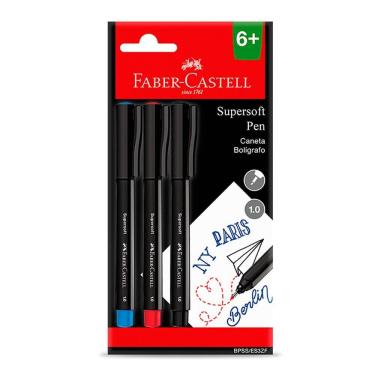 Imagem de Caneta hidr Supersoft Pen 1.0mm 3 unid Faber-Castell