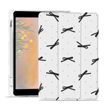 Imagem de AdorableWhimsy Capa estética de laço preto para iPad Air de 13 polegadas M3/M2 (2025/2024) com suporte para lápis, capa protetora traseira macia de couro com três dobras hibernar/despertar automática