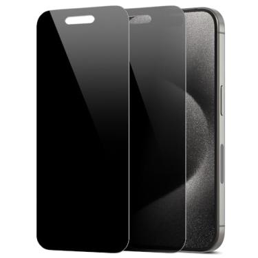 Imagem de DIACUBE Pacote com 2 protetores de tela de privacidade compatíveis com iPhone 15 Pro Max [anti-espião de 27°] Película híbrida de PET revestida de vidro duplo 9H ultrafina [inquebrável] resistente a