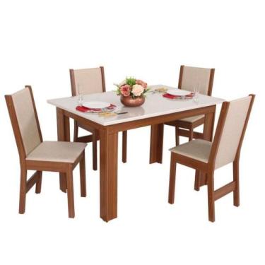 Imagem de Conjunto Mesa Retangular Luiza 4 Cadeiras - São Carlos - Moveis Sao Ca