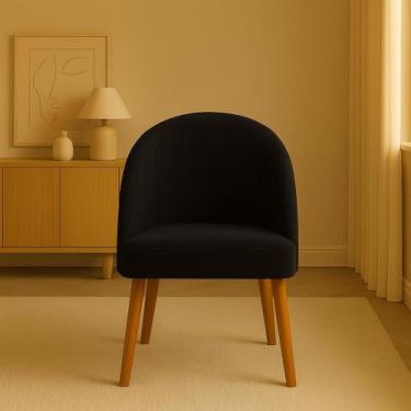 Imagem de Kit 4 Cadeiras de Jantar Lua Pe Palito Suede - Silverio Decor, Preto