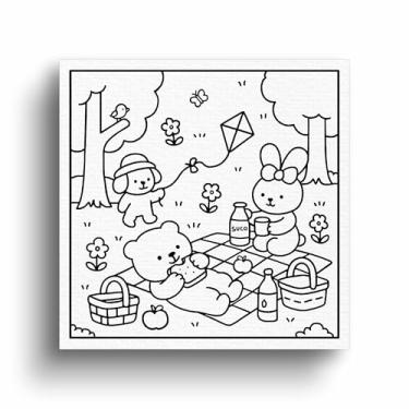 Imagem de Tela Canvas Para Pintar Com Desenho Infantil 30x30cm (Opção 5)