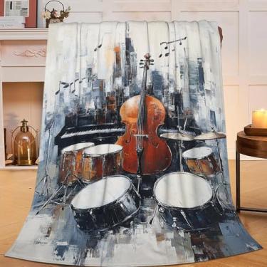 Imagem de Citari Cobertor de guitarra musical decoração de guitarra musical cobertor presente para meninas meninos super quente macio pelúcia leve flanela inverno sofá cobertores de cama para crianças adultos