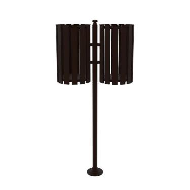 Imagem de Lixeira de Rua Pátios Parques Dupla Tubular Marrom 151cm