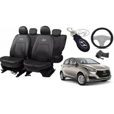 Imagem de Jogo Capas de Couro Hyundai HB20 2017 + Capa de Volante + Chaveiro Hyu
