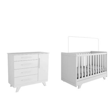 Imagem de Quarto Bebe Berço e Cômoda Moveis Peroba Retro MDF LS