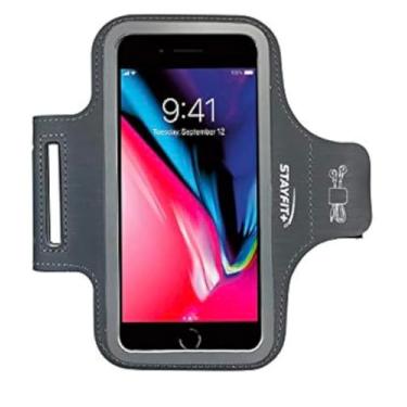 Imagem de Braçadeira para celular Stayfit Active para iPhone 8, 7, 7S, 6, 6S, SE, 5 e Samsung Galaxy S9, S8, S7, S6 telefones (Carvão/Cinza, Regular)