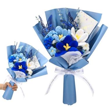 Imagem de Fanfanwin Vet Tech Week Presentes de crochê flores tulipas buquê de flores feitas à mão com cartão borboleta presentes de agradecimento de funcionários para técnico de farmácia assistente médico