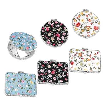 Imagem de TLTDSMY 6 peças de espelho espelho de vaidade mini carteira para mulheres pequeno espelho de maquiagem carteira vintage dobrável cosméticos espelho padrão retrô espelho dupla face delicado pequeno